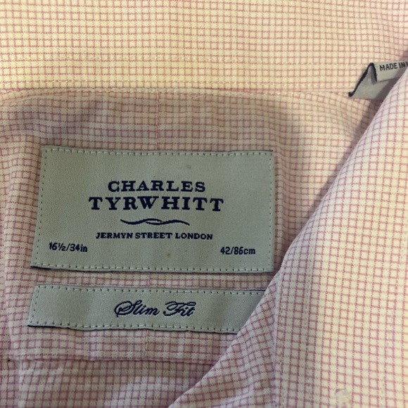 Charles TyrWhitt” Slim Fit Pink Dress Shirt - Picture 4 of 4